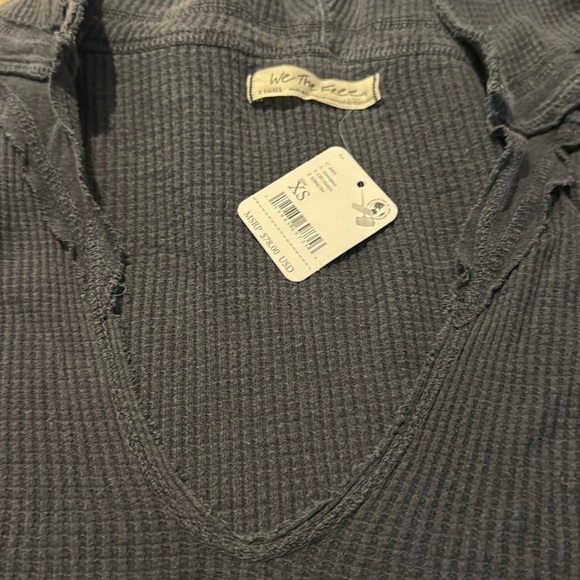 NWT Free People We The Free Margo Essential Waffle Hoodie Outerspace Navy XS - Picture 4 of 5